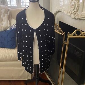 Talbots Black and White Polka Dot Cardigan